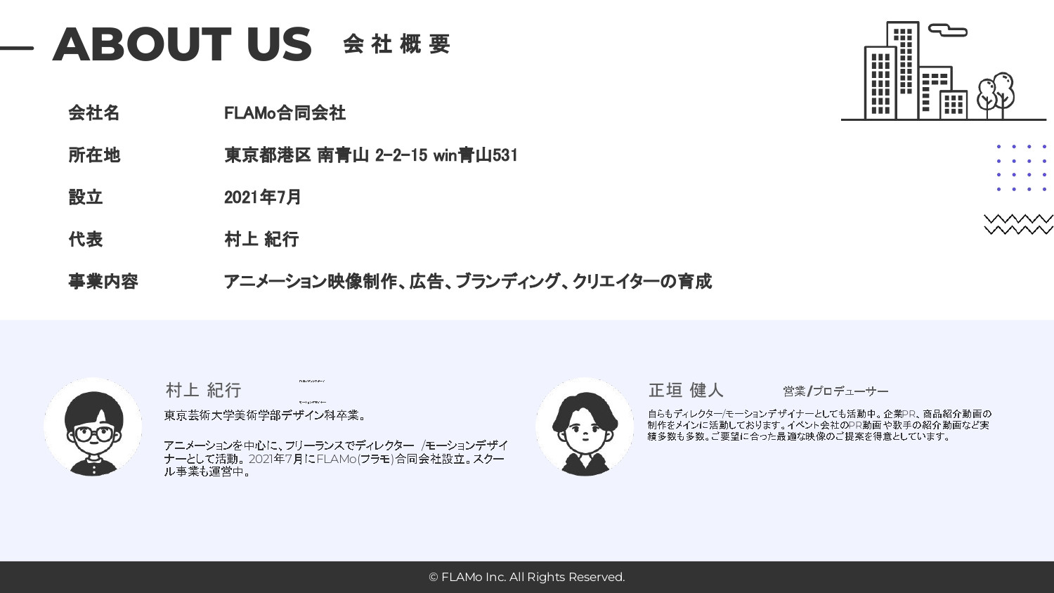 FLAMo合同会社 - 会社案内 - {(2 + 1)}ページ目