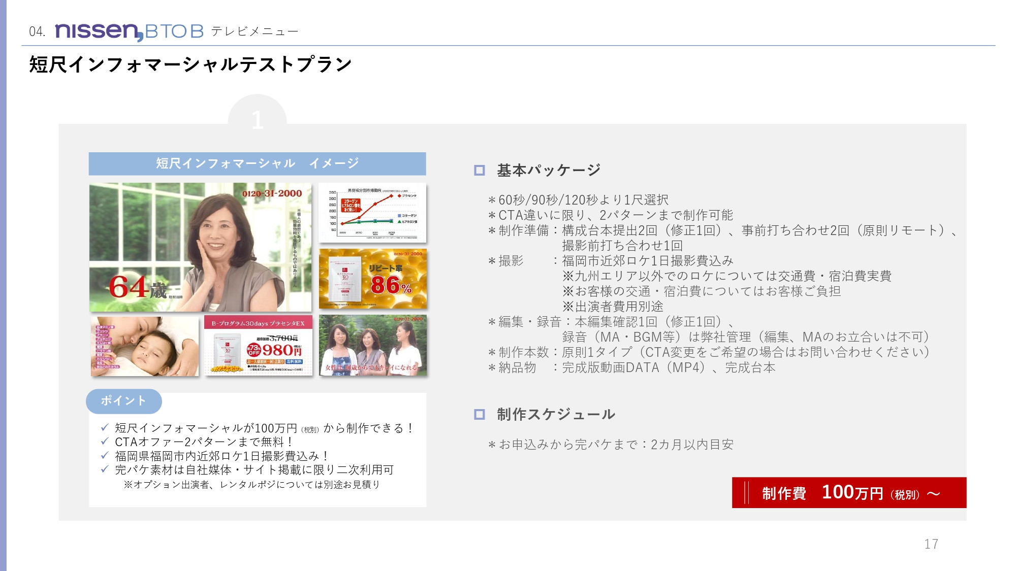 株式会社ニッセン - 低コストで2次利用可能な短尺インフォマーシャル「ミズカラ」 - {(16 + 1)}ページ目