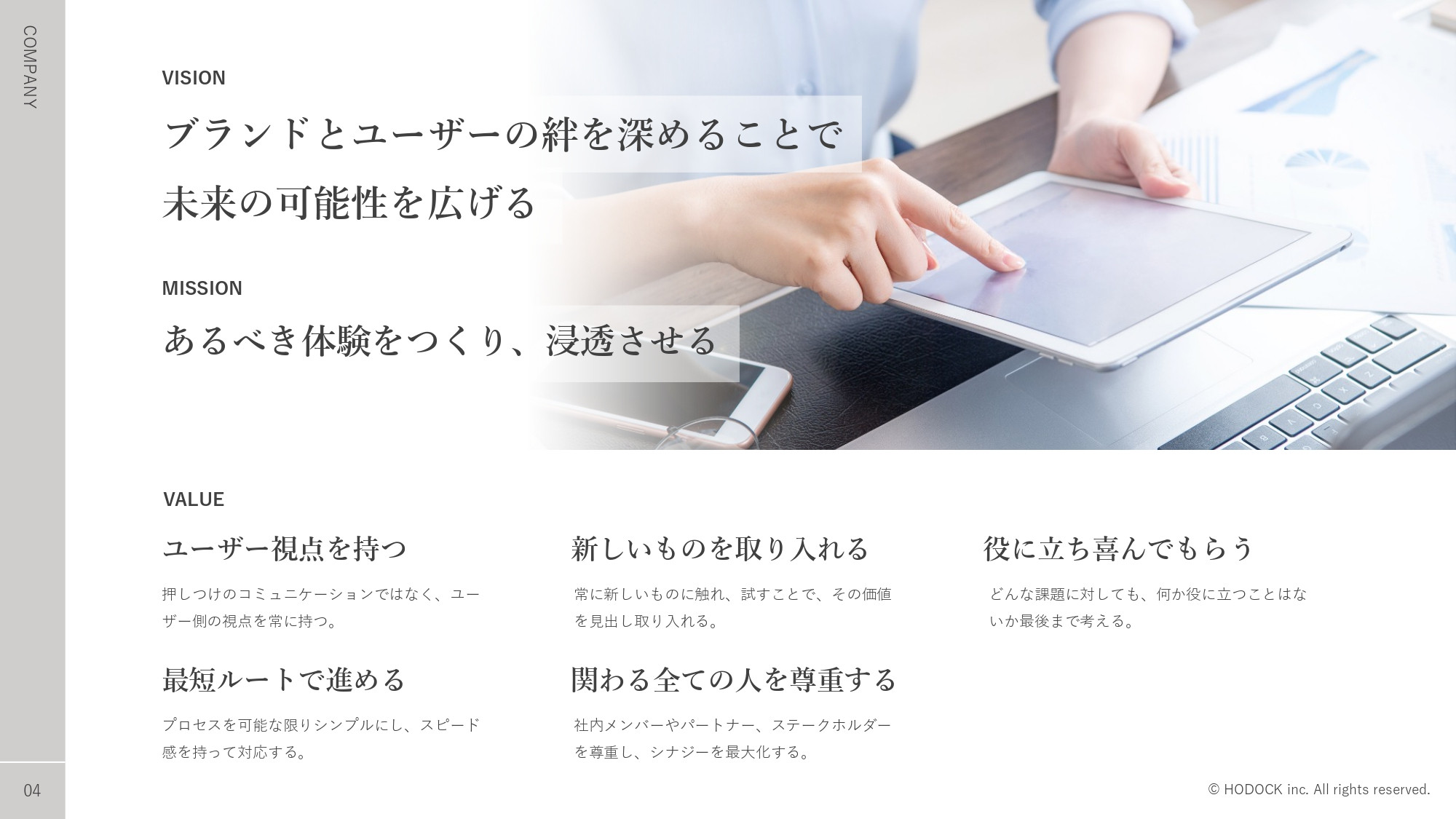 ホドック株式会社 - 会社紹介資料 - {(3 + 1)}ページ目