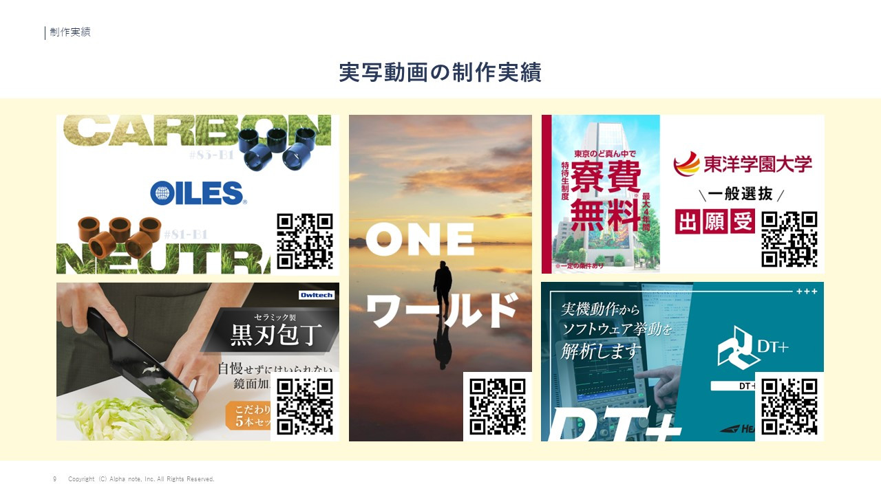 アルファノート株式会社 - 動画制作サービス『ムビサク』紹介資料 - {(8 + 1)}ページ目