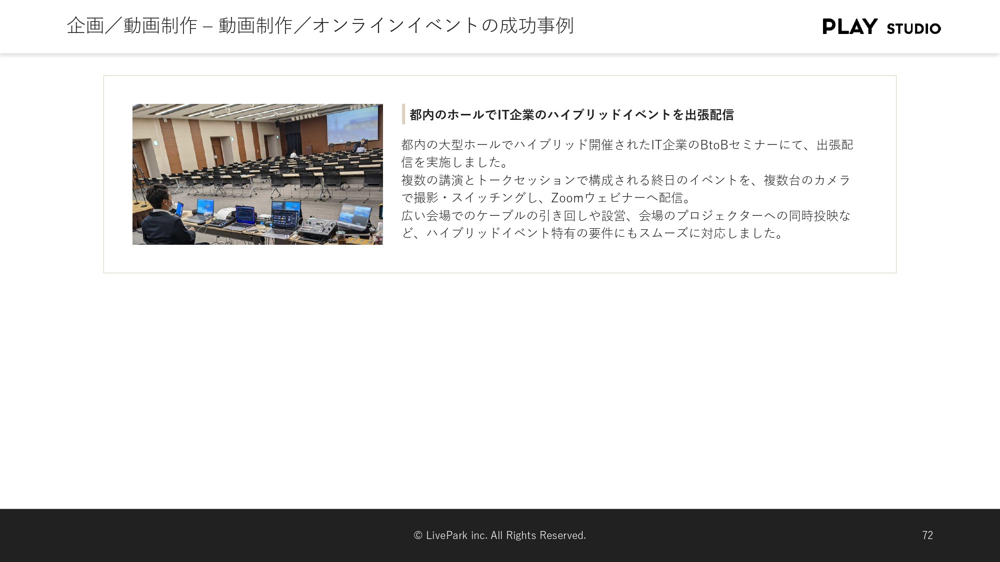 PLAY STUDIO - 【PLAY STUDIOサービスカタログ】動画制作・ライブ配信 - {(28 + 1)}ページ目