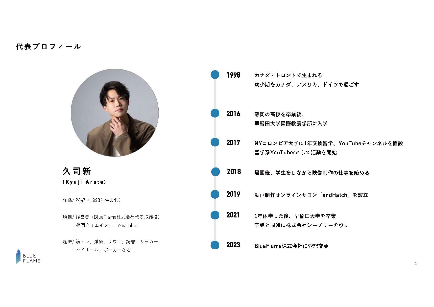 BlueFlame株式会社 - 会社案内 - {(3 + 1)}ページ目