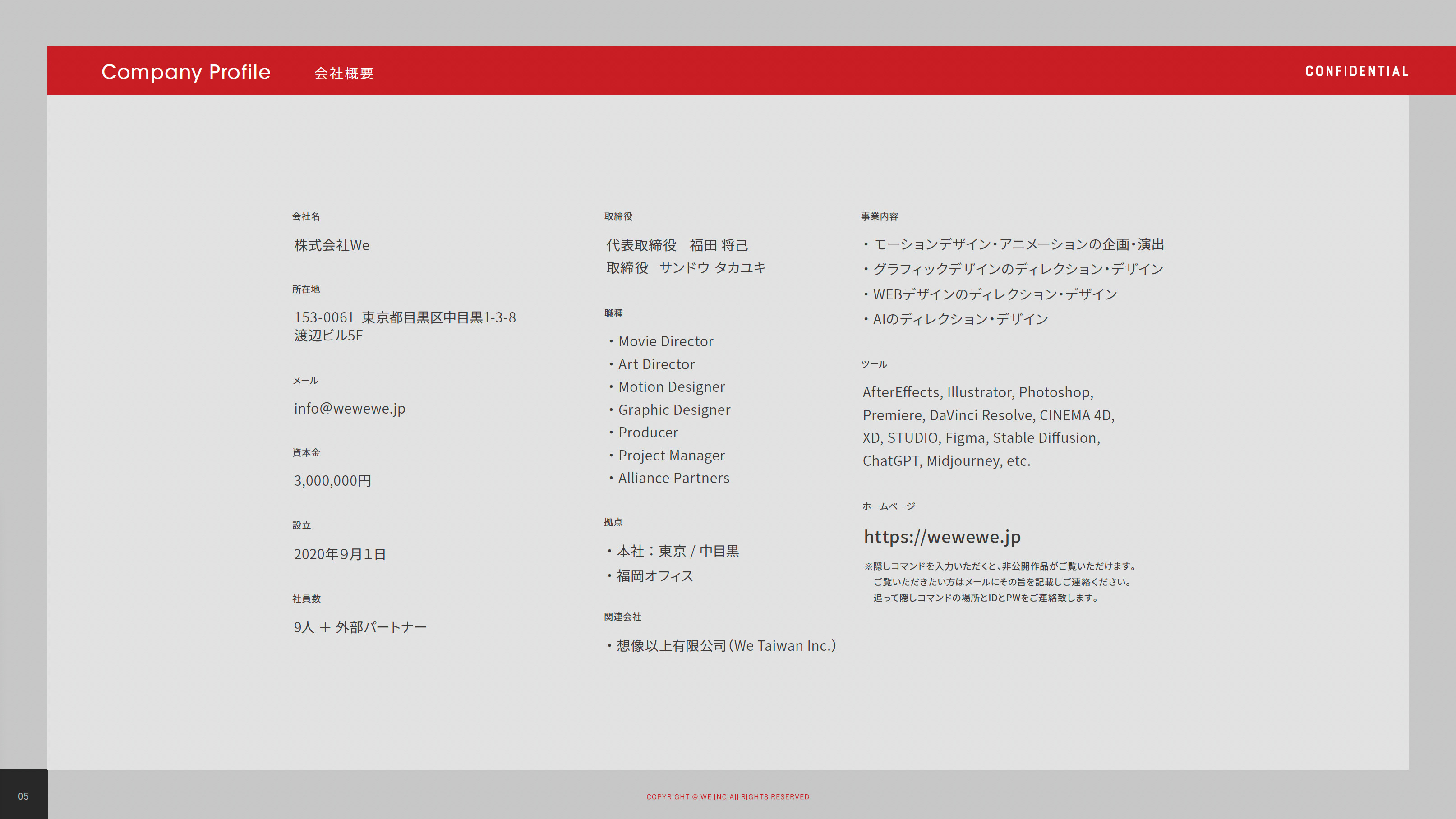 株式会社We - 会社紹介 - {(16 + 1)}ページ目