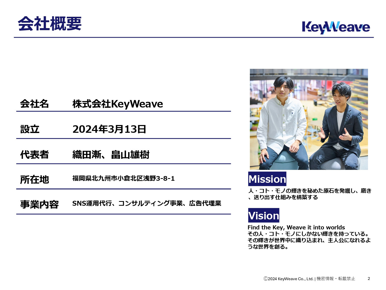 株式会社KeyWeave - 会社案内 - {(1 + 1)}ページ目