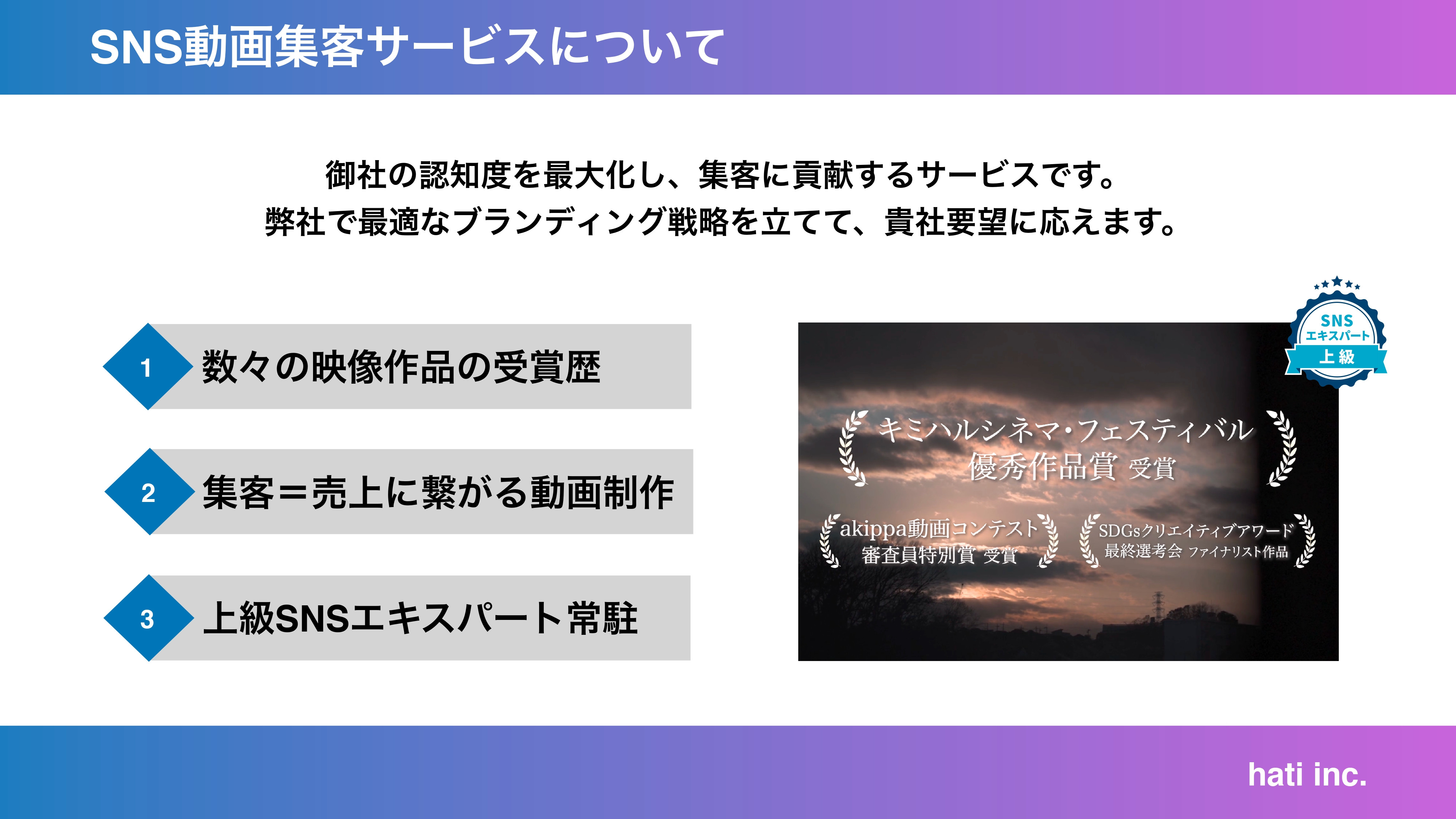 株式会社hati - SNSマーケティング_サービス資料 - {(2 + 1)}ページ目