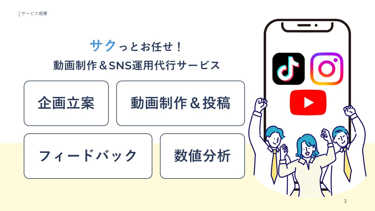 アルファノート株式会社 - 動画制作＆SNS運用代行サービス『ムビサク』紹介資料 - {(2 + 1)}ページ目