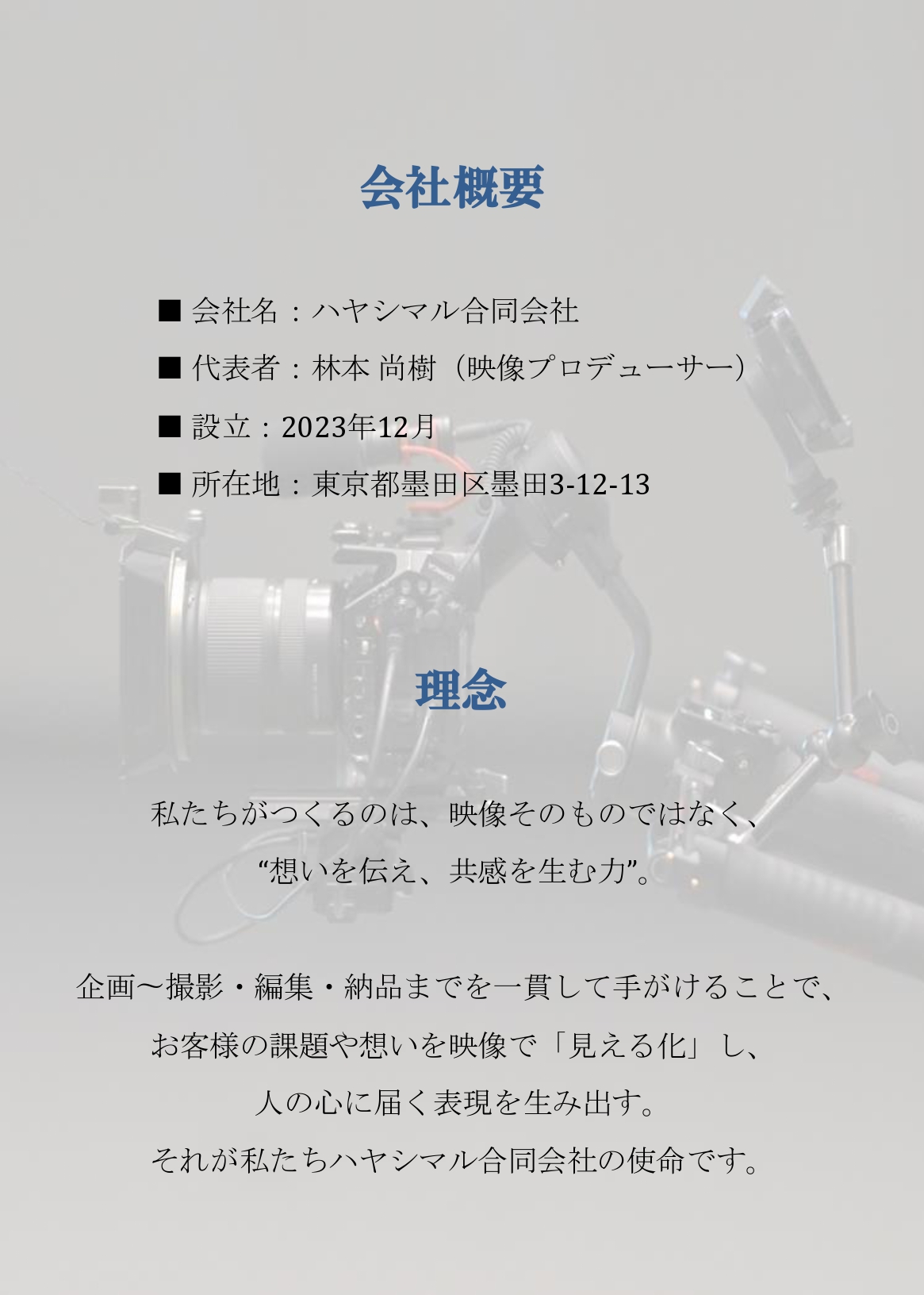 ハヤシマル合同会社 - 会社概要 - {(1 + 1)}ページ目