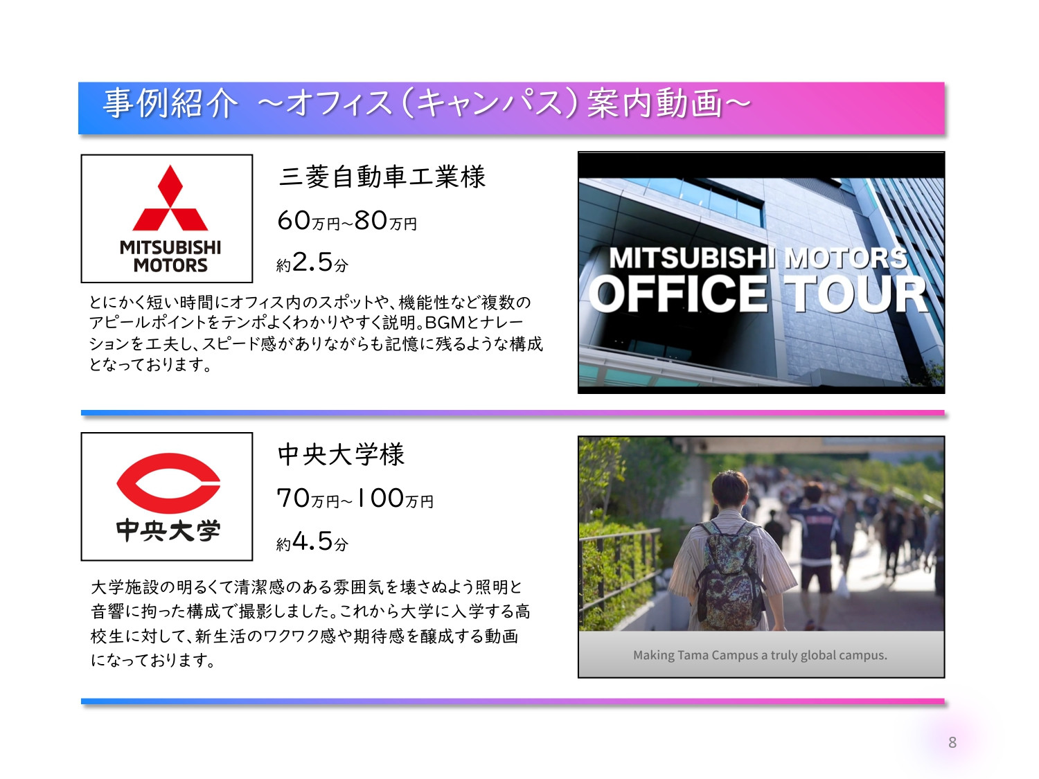 株式会社ビデオマッチング - 動画制作 - {(5 + 1)}ページ目