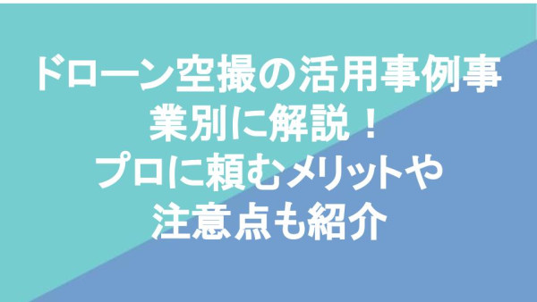 ドローン空撮の活用事例を事業別に解説！プロに頼むメリットや注意点も紹介